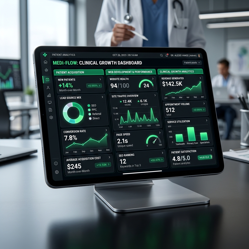 Clinical dashboard analytics indicating patient bookings